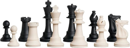 Regulation Silicone Tournament Chess Set - Pieces Only - 3.75 King - Black &amp White