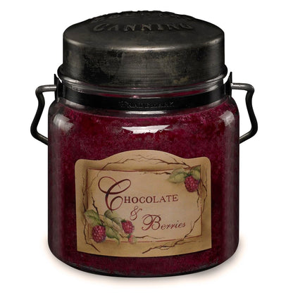 McCall’s Candles | Chocolate & Berries | 16 oz Scented Candle | USA-Poured | Vintage Rustic Jar with Carrying Handle | Raspberry & White Chocolate Fragrance