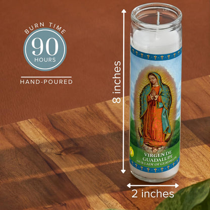 Simply Soson Lady of Guadalupe Prayer Candle, 3 Pack, Great for Sanctuary Vigils and Prayers, Unscented Glass Candle Set, Jar Candles, Devotional Spiritual Religious Church Cemeteries