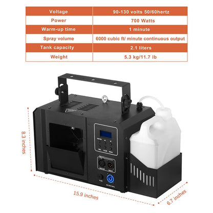 Haze Machine, 700W Continuous Output Fog Machine with Wireless Remote and DMX, Enhances Light Shows – Perfect for Stage, Parties, Halloween, and Clubs