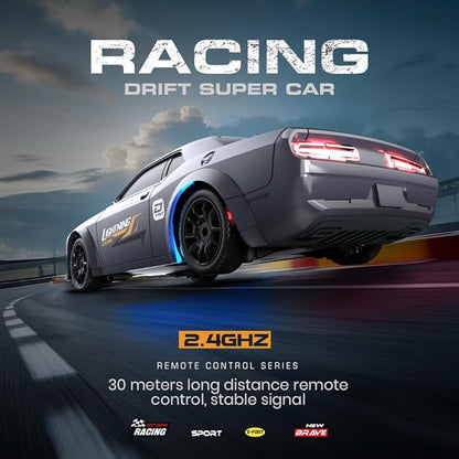 1:43 Scale Mini RC Drift Car 2.4GHz 4WD Desktop RC Drift Car 15KM/h Handheld Racing Mini Vehicle with LED Lights Speed Switching Racing Sport Toy for Adults Teens (Dark Green)