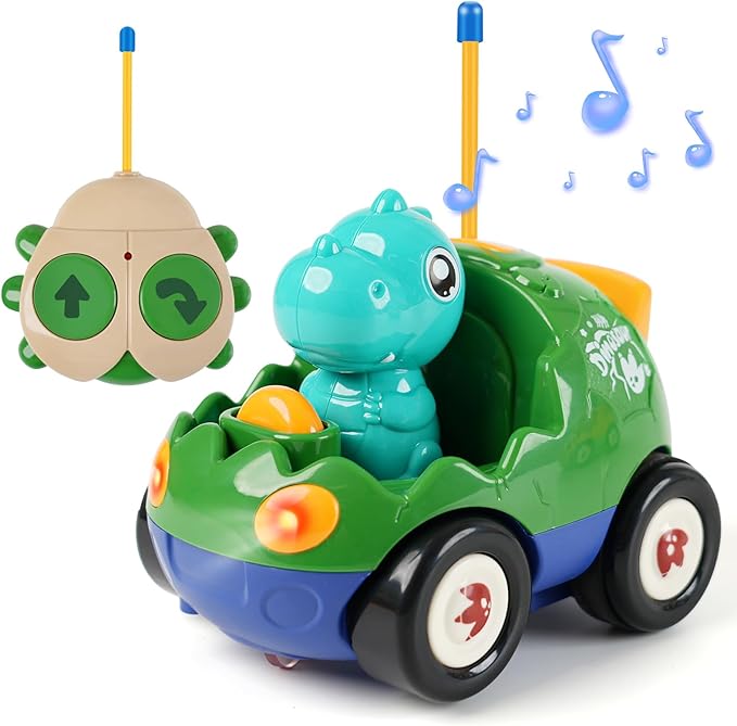Remote Control Dinosaur Car for Kids - Dino RC Car Toys for Toddler Ages 18+ Months with Lights and Music Birthday Gifts for Boys Ages 2 3 4 5 Years Old