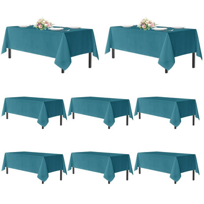 sancua Teal Tablecloths for 6 Foot Rectangle Tables, 8 Pack - Washable Polyester Fabric Table Cloth for Wedding Party, Birthday, Banquet Reception, 54x108 Inch
