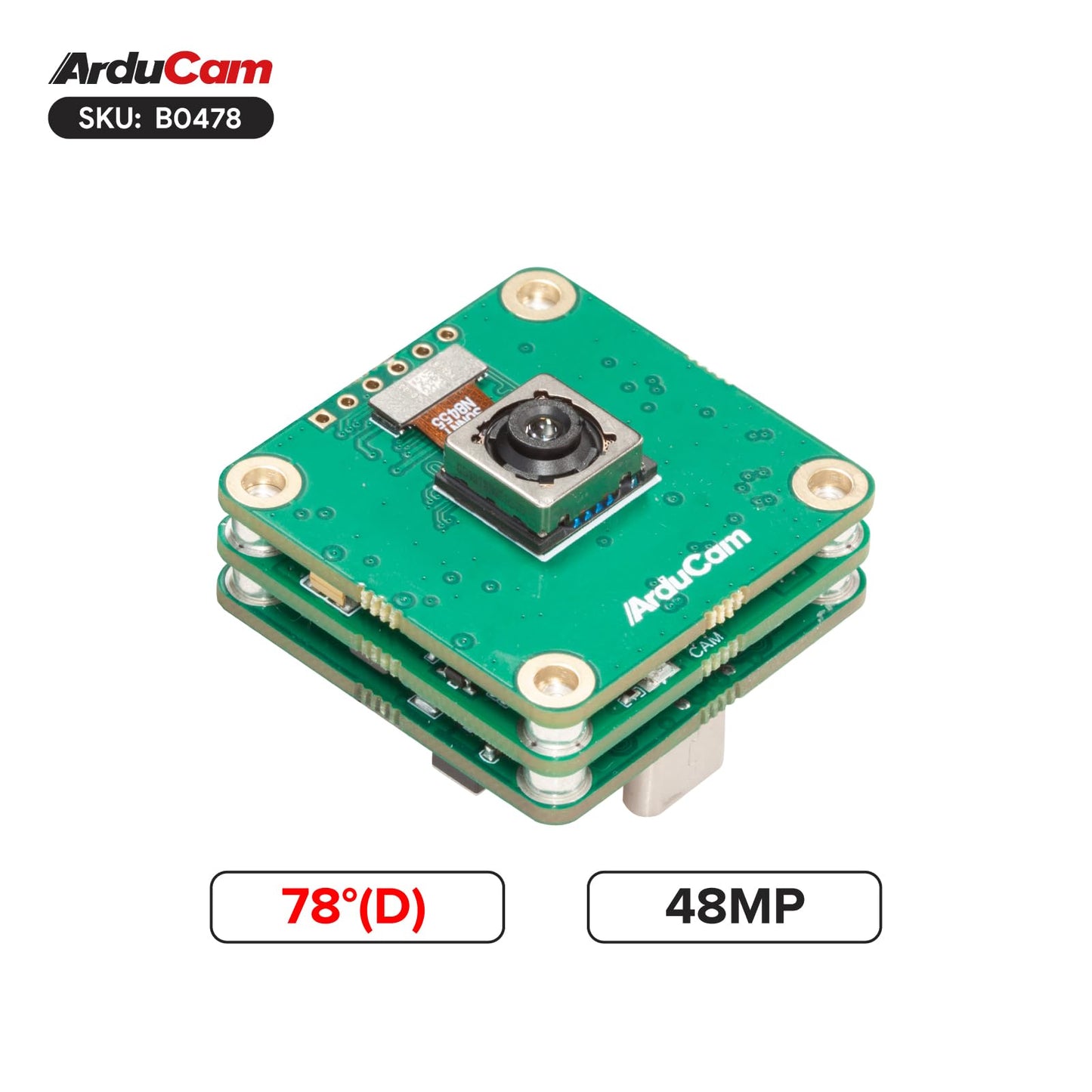 Arducam USB 3.0 Camera, 120fps High-Speed USB Camera Module, IMX586 48MP High-Resolution Webcam with 78°(D) Motorized Focus Lens and Metal Case, Compatible with Windows and Linux OS