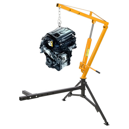 PioneerWorks Hydraulic Pickup Truck Crane, 360° Swivel Professional 2-Inch Hitch Receiver, 3 Adjustable Capacities: 500 Lbs, 750lbs, 1000 Lbs(Max) for Lifting Goods in Factory - Yellow