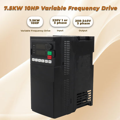 kimllier 7.5KW 10HP Variable Frequency Drive 220V 1 or 3 Phase to 208-240V 3 Phase Converter Motor Speed Controller