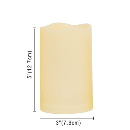 iZAN Outdoor Indoor Flameless Candles with Timer Waterproof Plastic Realistic Flickering Battery Operated LED Pillar Candles Long Lasting 1500 Hours Battery Life 3x5 inch Waved Edge 2-Pack