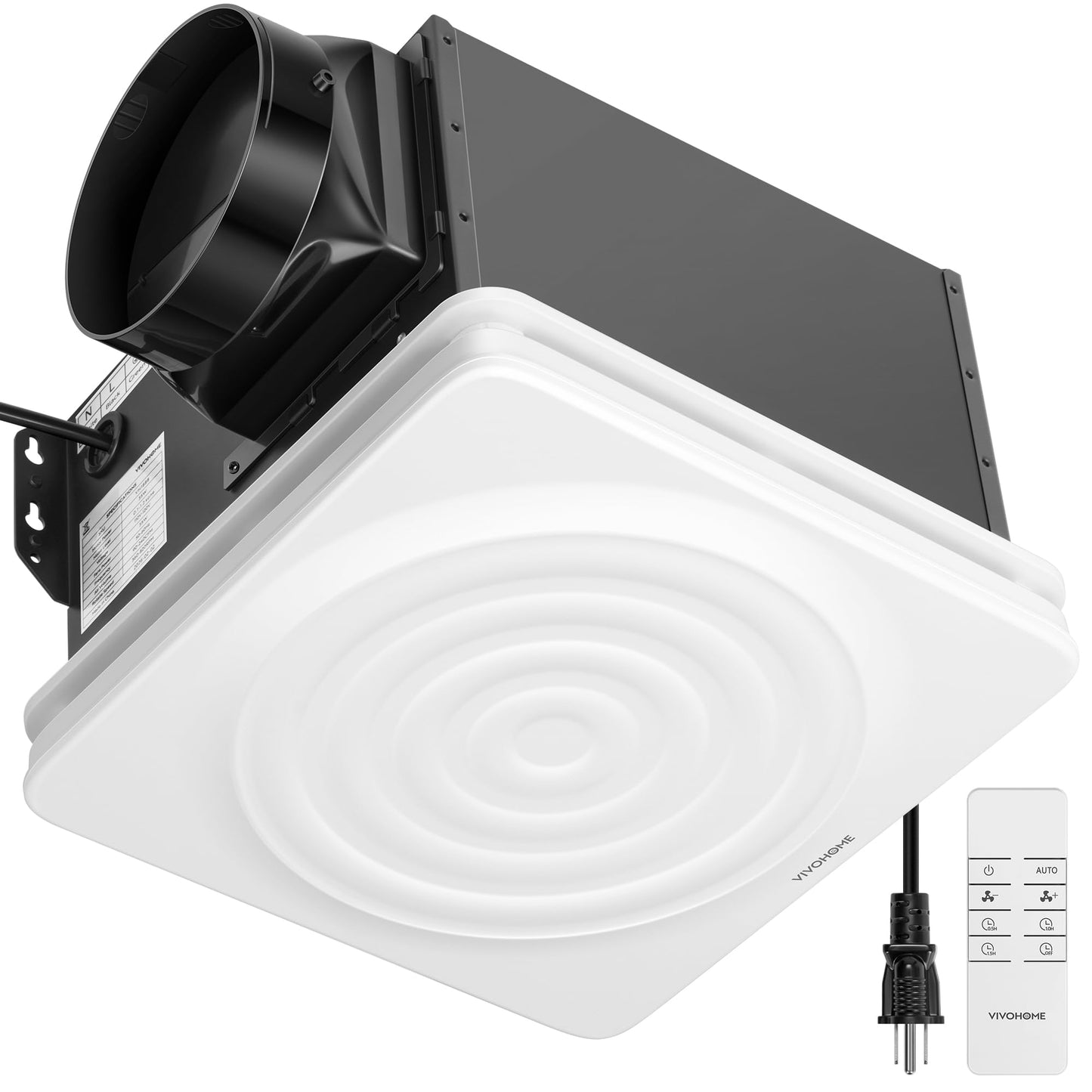 VIVOHOME 240 CFM Bathroom Exhaust Fan with Humidity Sensor - 1.6 Sones Quiet Energy-Saving EC Motor, 6-Speed AutoFlow Remote, 11 x 12 in Easy Retrofit, 6-Inch Duct Kit Included