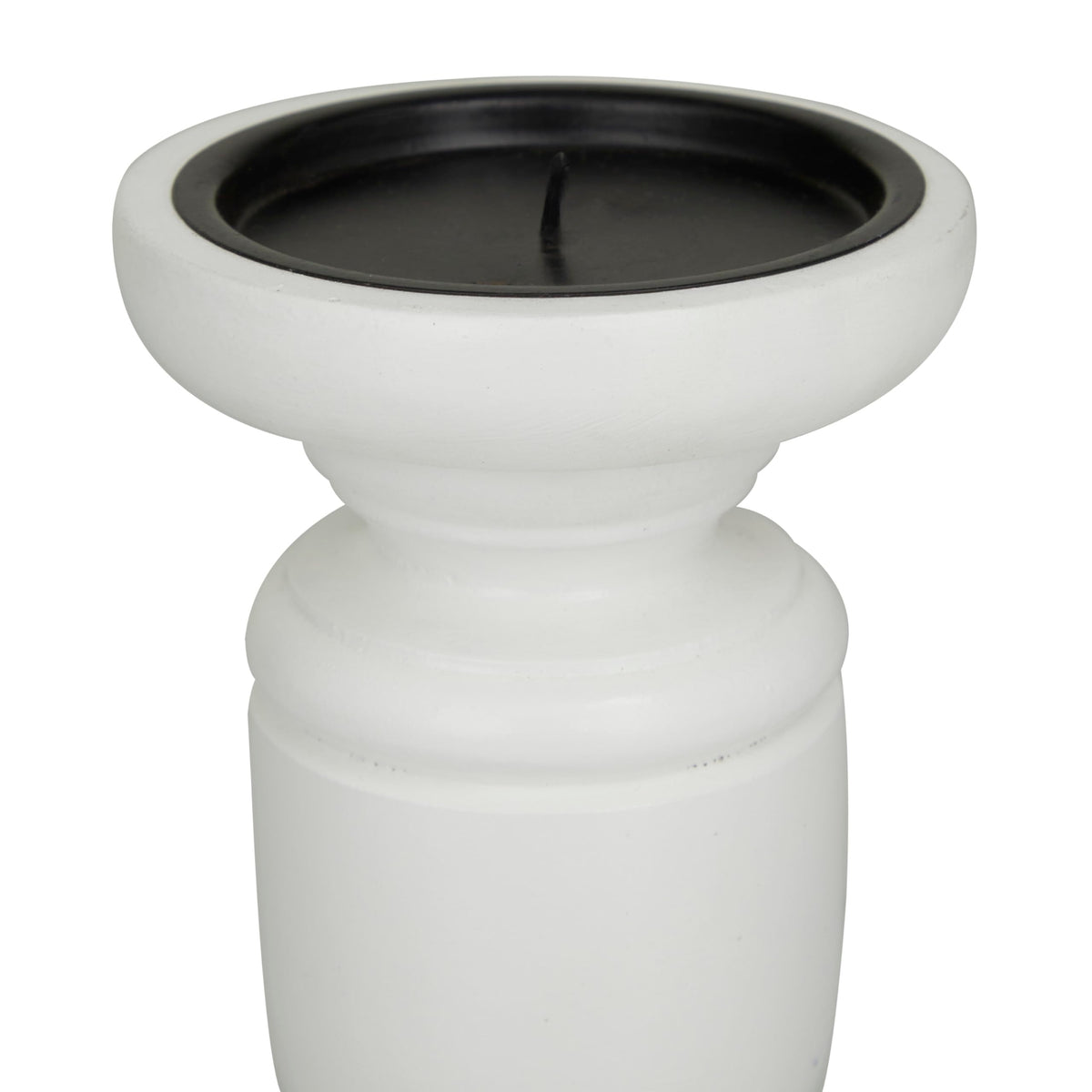 Deco 79 Mango Wood Turned Style Pillar Candle Holder, Set of 3 10", 8", 6"H, White