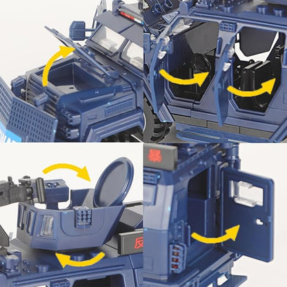 4 in 1 SWAT Armored Vehicle Building Block Building Toys for Age 8-12 Army Military Vehicle Brick Special Police Car Model Toys Gifts for Boys