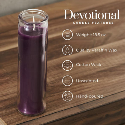 Simply Soson 2x8 inch Purple Devotional Candles in Glass Jar - 6 Pack - 90 Hours – Prayer Candle - Tall Pillar Candles for Religious, Memorials, Party Décor
