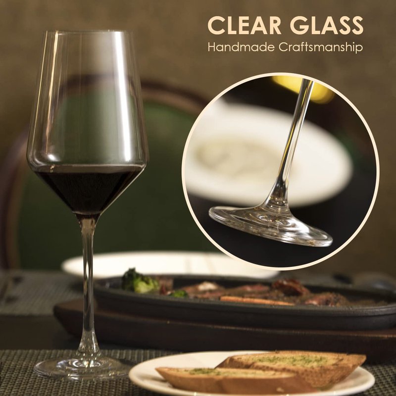 S SALIENT Wine Glasses Set of 6,Long Stem White/Red Wine glasses,14oz Hand Blown Premium Crystal Wine Glass,Gift Packing Burgundy Glasses