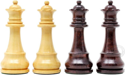 House of Chess - Tournament Chess Set Pieces - Unique Staunton Ringy Rosewood/Boxwood Chess Pieces - King Height: 3.75 (95 mm) - 2 Extra Queens - Weighted