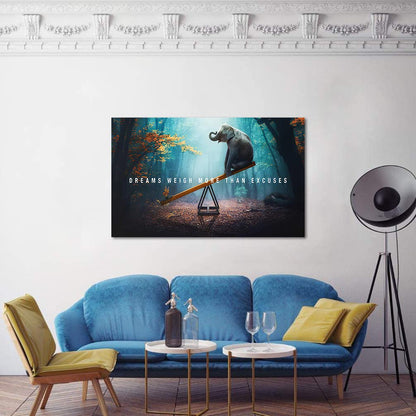 Inspirational Wall Art for Office Quotes Theme Home Wall Decor Dreams Weigh More Than Excuses Animal Life Motivational Framed Artwork Decor Modern Gallery Wrap Hanging Poster-44 W x 28" H