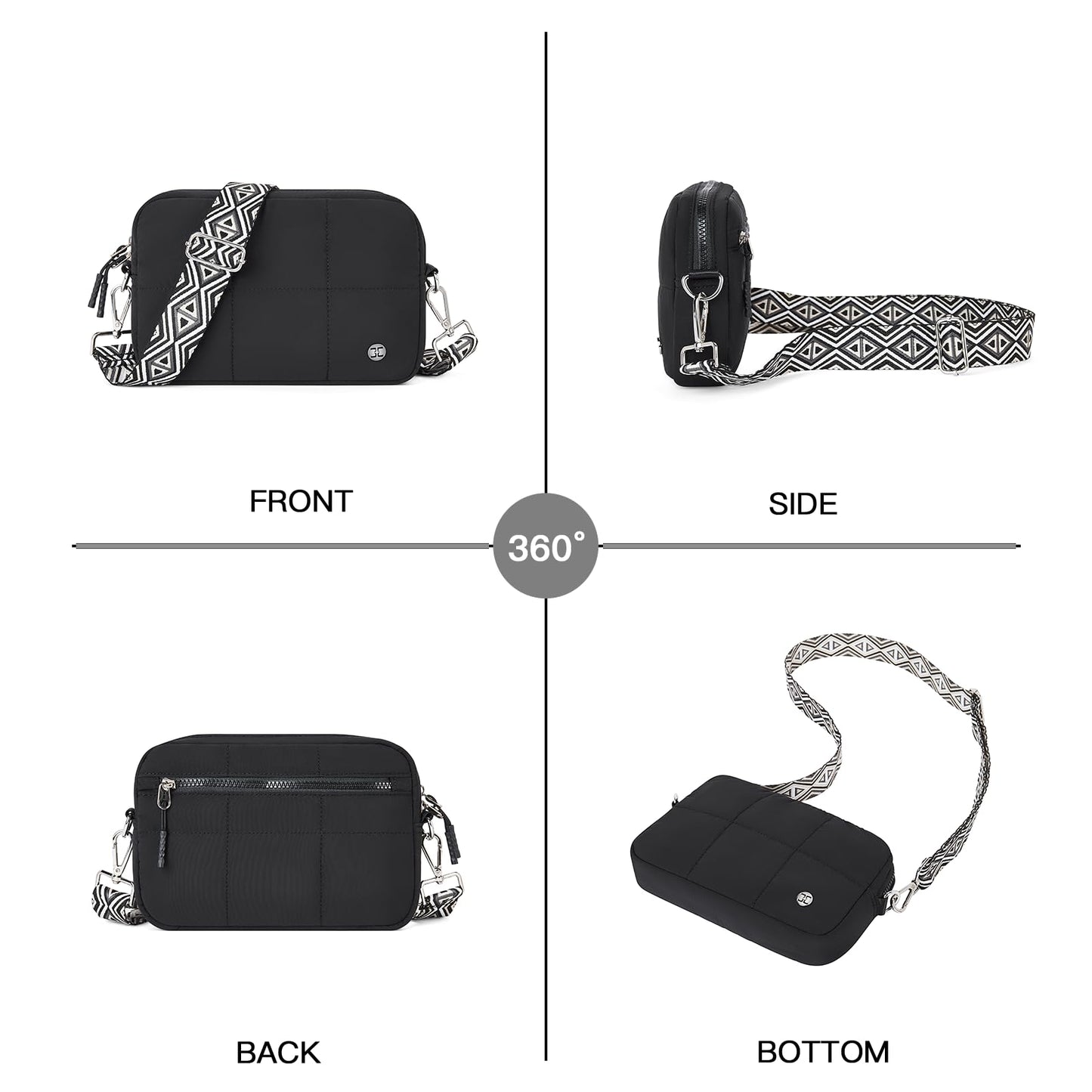 Telena Crossbody Bags for Women Cross Body Purse with Guitar Strap Lightweight Puffer Shoulder Bag for Travel