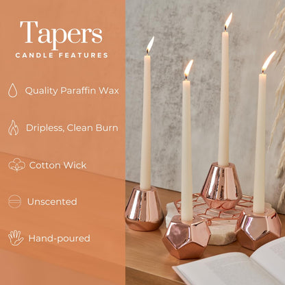 Simply Soson Ivory Taper Candles 10 inch Dripless, Set of 4, Dripless Taper Candle Sticks, Tall Candlesticks Long Burning Perfect for Dinner, Wedding, Party or Christmas Tapered Candles Decor