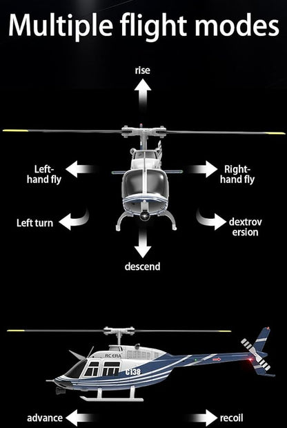 C138 RC Helicopter 2.4G 6CH 6-Axis Gyro Altitude Hold 1/33 Remote Control Plane Ready to Fly RTF(Blue-White)