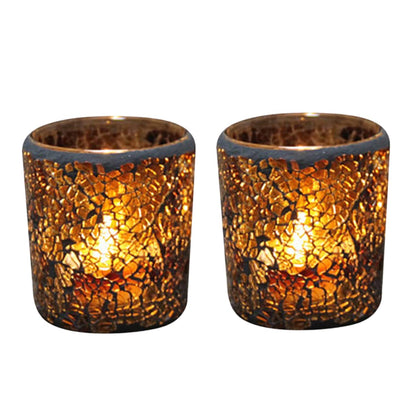 OSALADI European Style Glass Candlestick Set of 2 Stylish Candle Holders for Home and Party Desktop Decor 2.95X2.95X3.34In Flameless Candle Holder Alternative