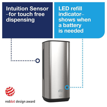 Tork Intuition Sensor Skincare Dispenser Stainless Steel S4, for Hand Soap and Hand Sanitizer, Image Range + Tork Extra Mild Hand Washing Foam Soap S4, No Fragrance Added, 2 x 1L