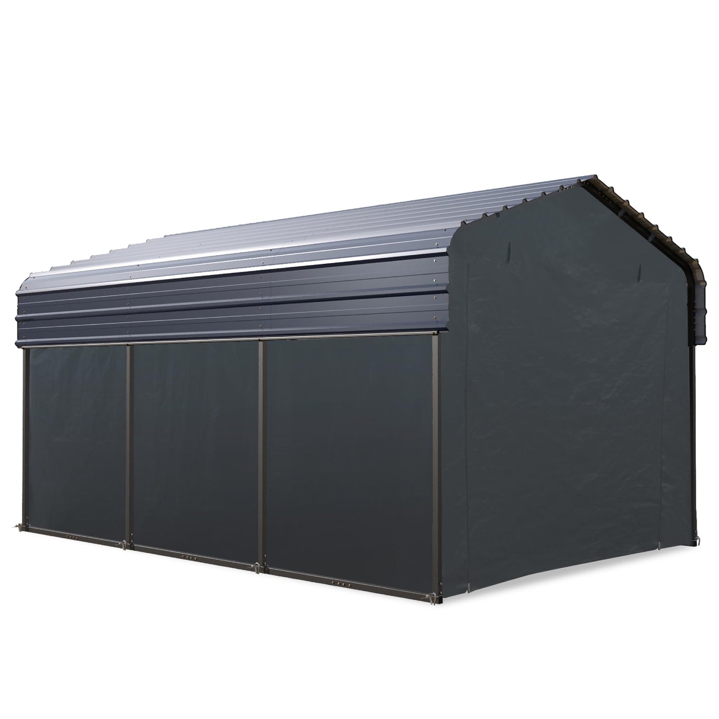 PHI VILLA 10x15 ft Carport, Metal Carports Canopy with Sidewalls Heavy Duty Car Port Portable Garage with Galvanized Steel Roof Multi-Use Shelter, Sturdy Car Ports for Cars, Boats and Tractors