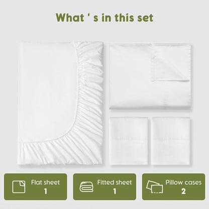SONORO KATE 100% Egyptian Cotton Sheets King Size - 600 Thread Count, Luxury Hotel Quality Bedding Set, Soft Cooling Sateen Weave Bed Sheet Sets, 16" Deep Pocket - 4 PC(White,King)