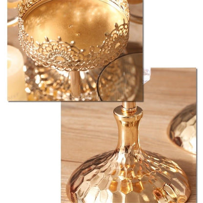 YUHUAWF Candle Holderss Golden Metal Glass Candlestick Home Dining Table Decoration Ornament Candle Holder Decorative Candlestick(Large)