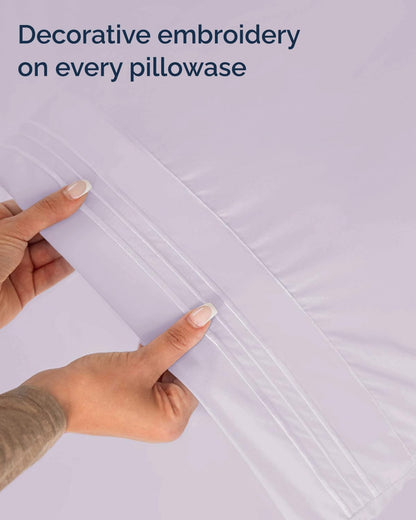 Skiennix Twin XL Sheet Set - Comfy Cooling 3-Piece Bedding - Deep Pocket, Wrinkle-Free - Light Lavender