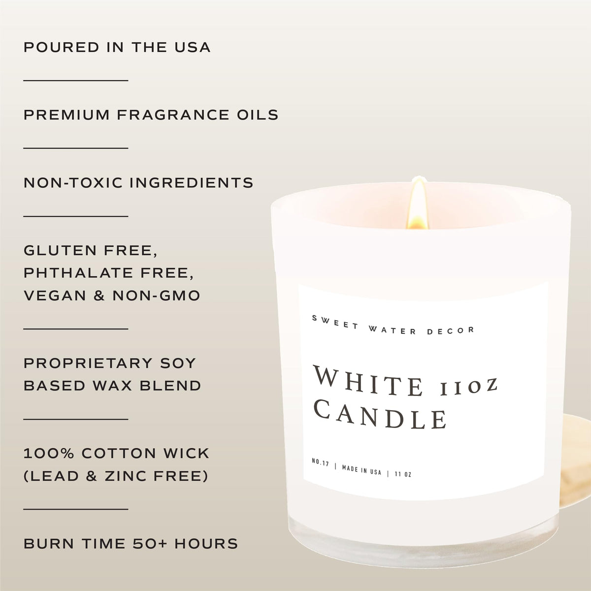Sweet Water Decor Salt and Sea Candle - Sea Salt, Citrus, Amber, Musk, Beach Scented Soy Candles for Home - 11oz White Glass Jar + Wood Lid, 50+ Hour Burn Time, Made in the USA