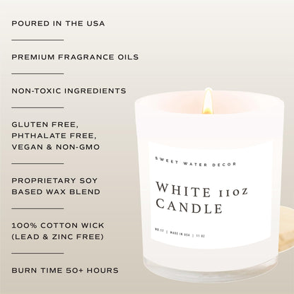 Sweet Water Decor Fraser Fir Candle - Evergreen, Fir, Cedar, and Cypress Winter Holiday Scented Soy Christmas Candles for Home - 11oz White Jar, 50+ Hour Burn Time, Made in the USA