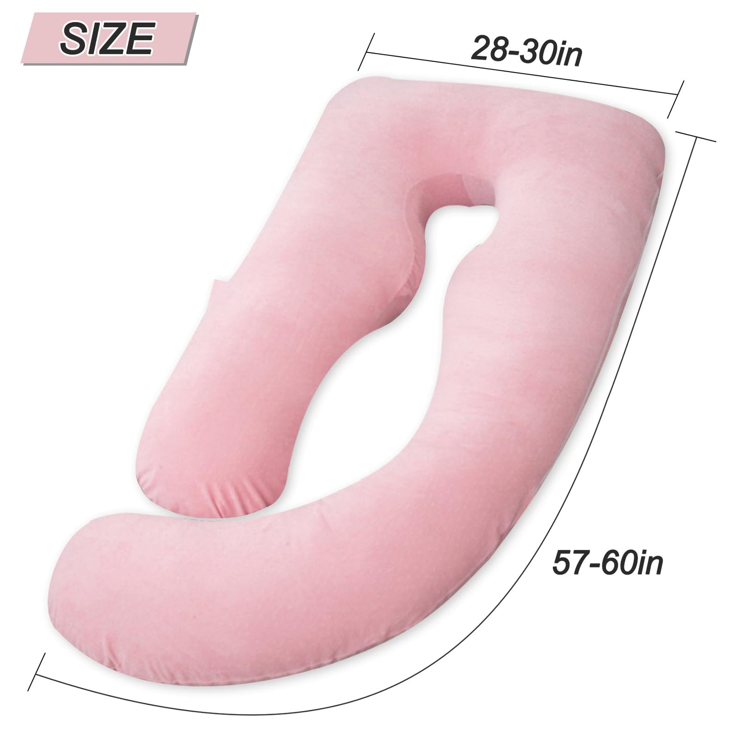 AMCATON 60 Inch Pregnancy Pillows for Sleeping, Extra Large U Shaped Body Pillow, Pregnancy Pillow, Maternity Pillow for Pregnant Women with Velour Cover (Pink)
