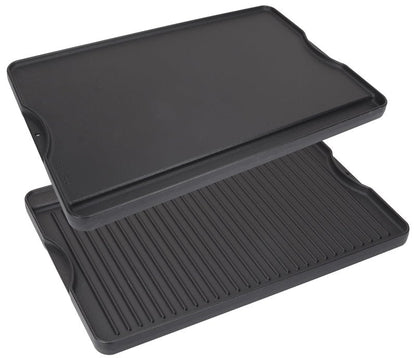 Cast Iron Griddle for Gas Grill, 16" x 24" Reversible Pre-Seasoned Large Flat Top Griddle Plate for Camp Chef etc., Stovetop/Electric/Propane/Charcoal, Outdoor Cooking Oblong Grilling Pan for Camping