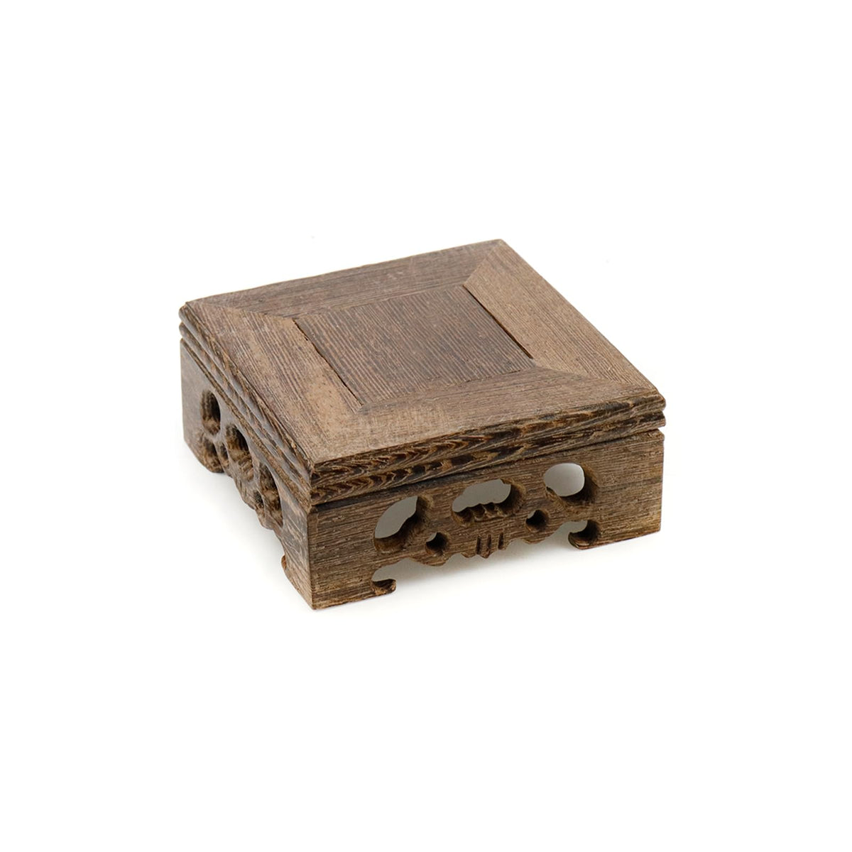 WDONAY Wooden Display Stand Base 3.94"×3.94" Square Wood Carved Pedestal Oriental Style Stand for Vase, Teapot, Table Lamps