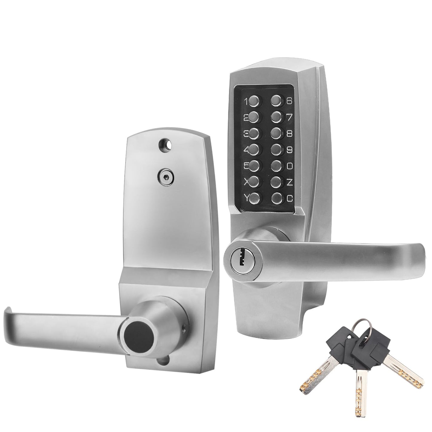 Mechanical Door Lock, Mechanical Push Button Lever Lock, Keyless Entry Commercial & Residential, Water-Proof Zinc Alloy, Easy to Install, for Garden, Yard, Garage