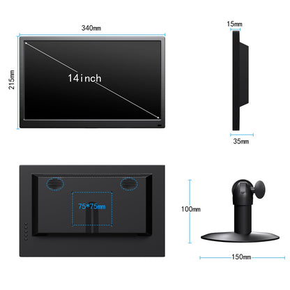Showscren 14 Inch Touch Screen Monitor FHD 1080P 60hz 99% sRGB IPS/HDMI/USB-C Computer Monitor Plug & Play, for Laptop PC Phone Raspberry Pi Switch PS4 PS5