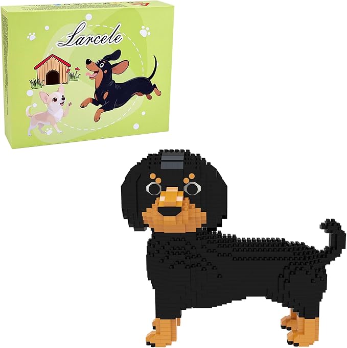 Larcele Micro Building Blocks Set DIY Mini Building Toy Bricks for Age Over 12 Years 1154 Pieces KLJM-02 (Dachshund 2)