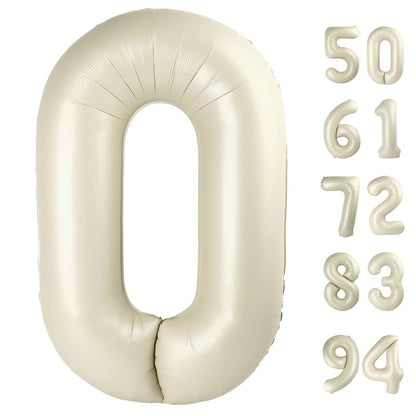 Cream Number 14 Balloon 40 inch, 14 Number Balloons, 14th Cream Birthday Decorations, 14 Year Old Girls Boys White Party Supplies