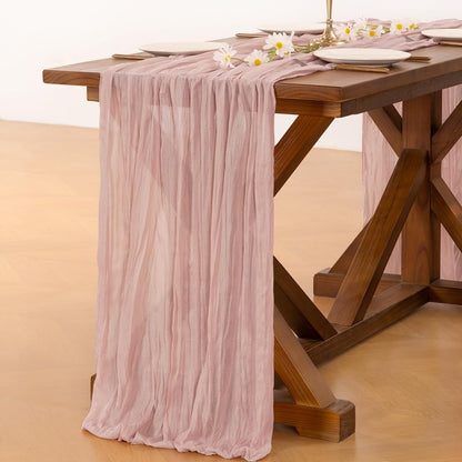 Socomi Pink Cheesecloth Table Runner Mothers Day Summer Boho Rustic Gauze Dusty Pink Farmhouse 120 inch 10FT Cheese Cloth for Wedding Party Baby Shower Birthday Home Decor Holiday Decorations