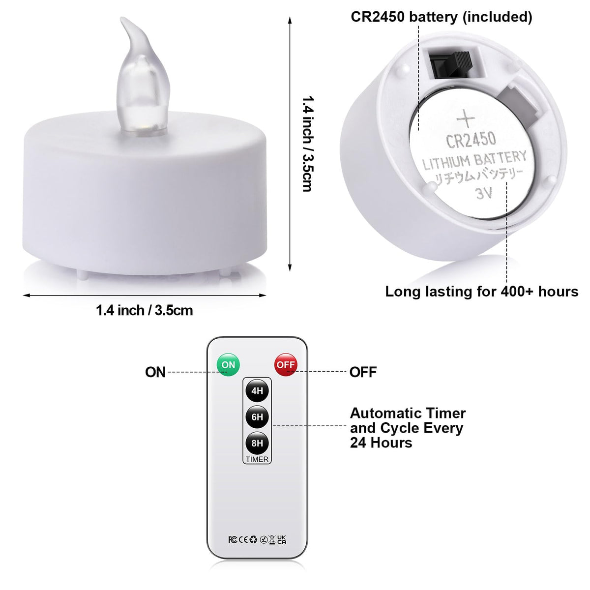 LED Tea Lights with Remote Control: Battery Operated Realistic and Bright Flickering Long Lasting 400+Hours Flameless Candles for Home Decor Holiday Wedding Party Valentine's Day(12pcs WarmWhite)