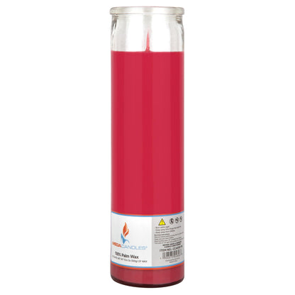 Mega Candles 1 pc Unscented Pink Glass Container Devotional Prayer Candles, Shortening Wax Candle 2 Inch x 8 Inch, Sanctuary, Vigils, Prayers, Spiritual, Blessings, Religious, Altar, Remembrance