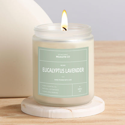 Eucalyptus Lavender Candle for Home Scented| Natural Soy Non Toxic Candles| Long Clean Burning Aromatheraphy Jar Candel| Women,Men Gift for Autumn,Winter, Halloween,Thanksgiving,Relaxing| 9oz
