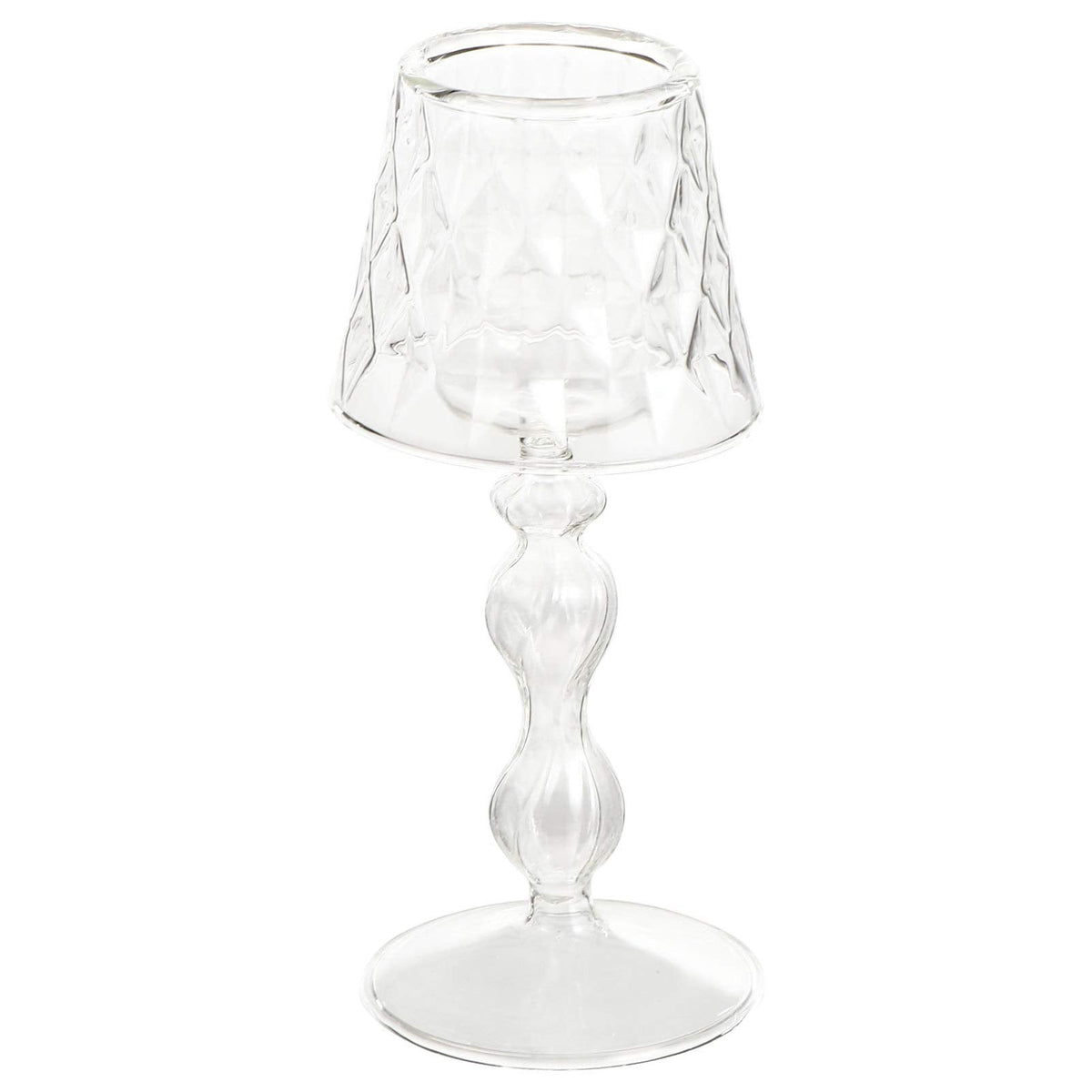 Uonlytech Glass Candlestick 7.48In Decorative Candle Holder for Home Bedroom Office Table Lighting Elegant Household Candle Stand