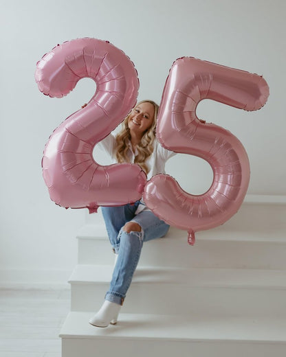Pearlescent Pink Number 26 Balloons 40 inch, 26 Number Balloons, 26th Birthday Decorations, 26 Year Old Women Pastel Pink Party Supplies