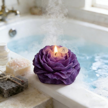 Scented Candles Set for Women Mom,4 Pack Aromatic Peony-Shaped Candle Ornament for Home,Purple Soy Candles for Living Room and Bedroom, Birthday Gifts Valentines Day Candle - Lavender