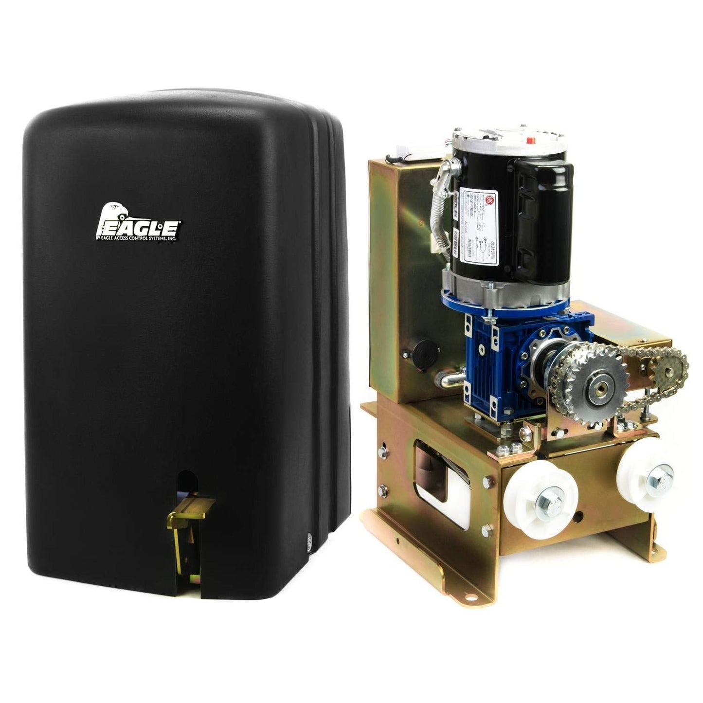 Eagle-1000 FR 1/2 HP Slide Gate Operator Motor for Residential Access Control Entrance - up to 27' ft 600lbs for Home or Light Commercial Businesses with 2 Remotes, Receiver, and Photo Eye Monitor