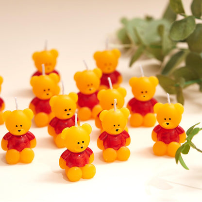 Dansib 24 Pcs Bear Baby Shower Candle Favors for Guest Bear Party Favors Baby Shower Candles Bulk for Gifts Party Decorations (Yellow)