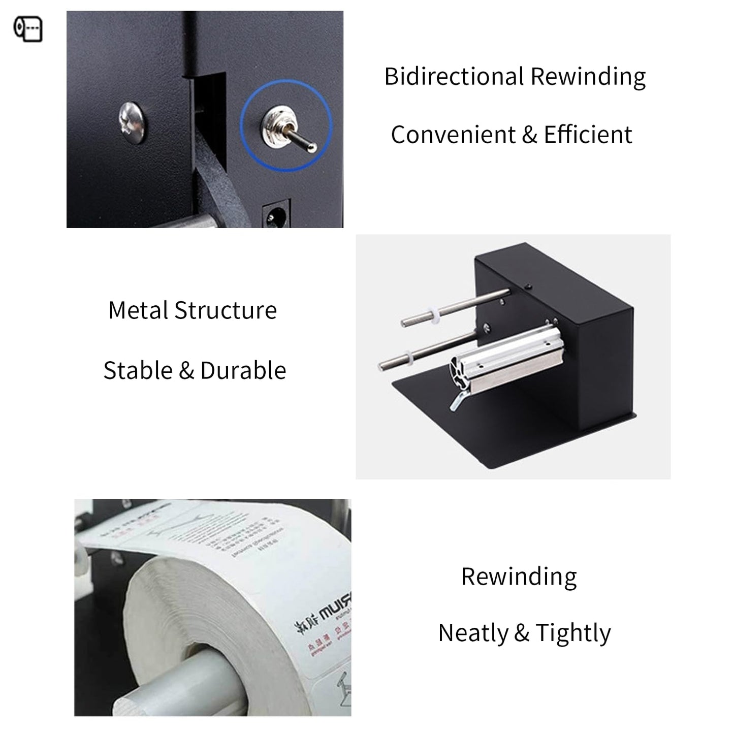 AIWFL Automatic Label Rewinder Rewinding Machine Speed 1-8 inch/s Automatic Label Rewinder Two-Way Rewinding 180mm Label Roller Machine Synchronize with Printer (R3)