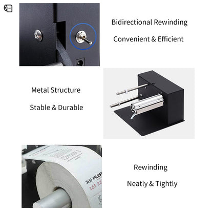 AIWFL Automatic Label Rewinder Rewinding Machine Speed 1-8 inch/s Automatic Label Rewinder Two-Way Rewinding 180mm Label Roller Machine Synchronize with Printer (R3)