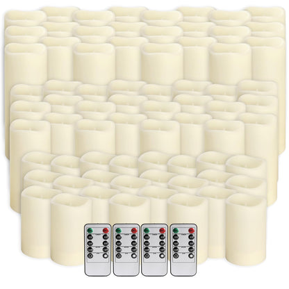 Wfmolcand 144-Pack LED Flameless Flickering Candles with Remote Control and 2/4/6/8 H Timer Led Pillar Candles of Wedding, Table, Halloween,Christmas Decorations and Special Occasions (Three Sizes)