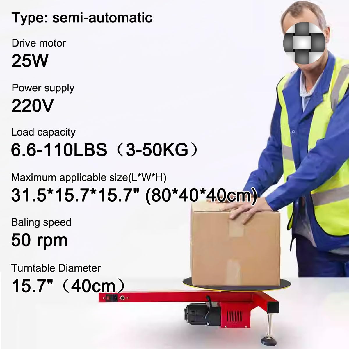 INTBUYING 220V Electric Stretch Film Wrapping Bench Semi-auto Table Stretch Film Dispenser Wrap Machine Wrap-Around Film baler for 27.5" (70cm)-Wide Film
