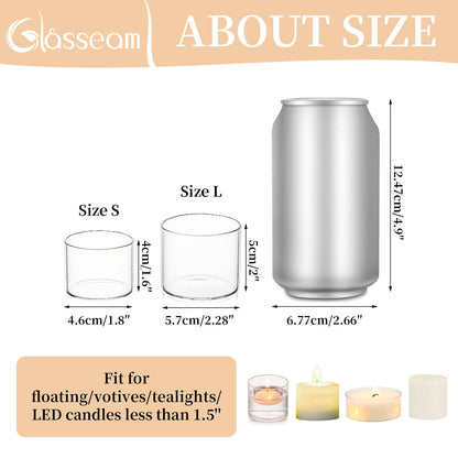 Glasseam Clear Votive Candle Holders Bulk - Set of 48 Small Tealight Holders for Floating Candles, Wedding Centerpieces and Table Decoration
